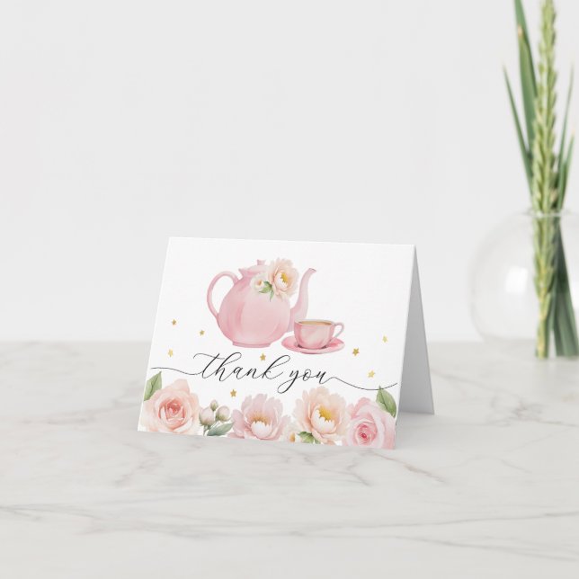 Carte de remerciements Baby shower Tea Party (Devant)