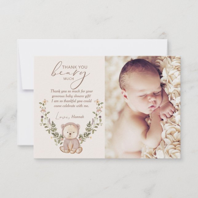 Carte De Remerciements Baby shower Teddy Bear (Devant)