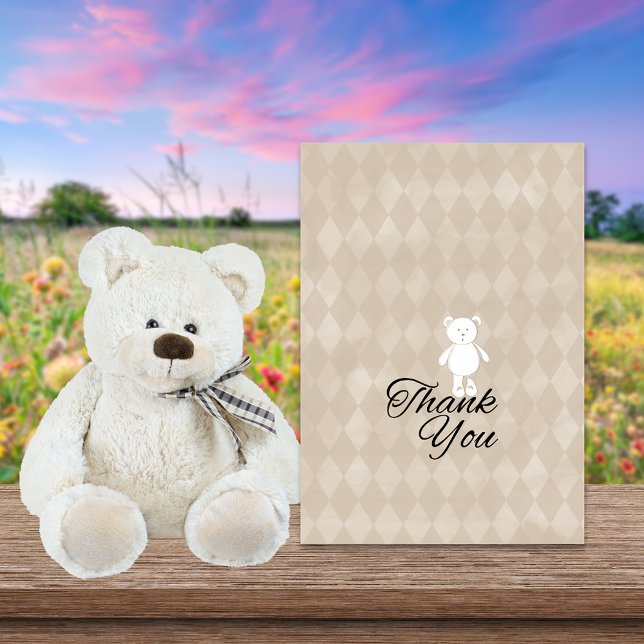 Carte De Remerciements Baby shower Teddy Bear | Jacquard Tan (Créateur téléchargé)