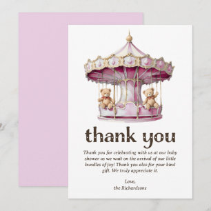 Carte De Remerciements Baby shower Teddy Bear Twin Girls