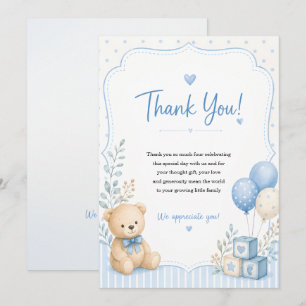 Carte De Remerciements Baby shower thank you card