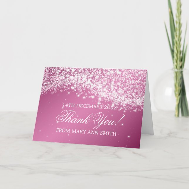 Carte De Remerciements Baby shower Thank you Sparkling Wave Pink (Devant)