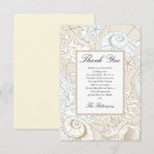 Carte De Remerciements Baby Shower Thème Mer et Coquillages
