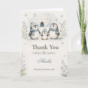 Carte De Remerciements Baby-Shower Thème Pingouin