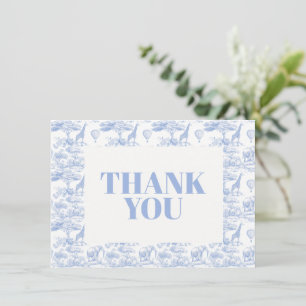 Carte De Remerciements Baby Shower Toile de Jouy Chinoiserie Bleue