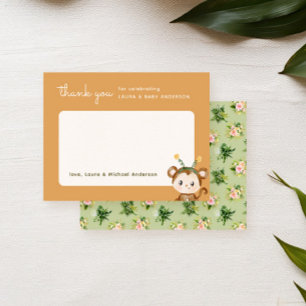 Carte De Remerciements Baby shower tropical de la Jungle de singes