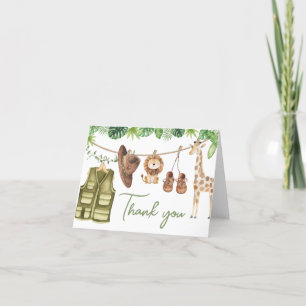 Carte De Remerciements Baby shower tropical Safari Jungle Animaux