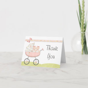 Carte de remerciements Baby shower Twin Girls