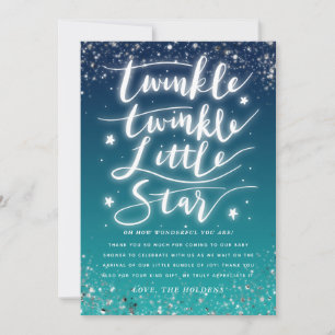 Carte De Remerciements Baby shower Twinkle Little Star Blue Ombre