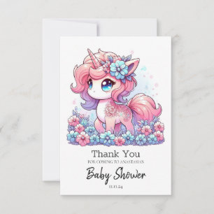 Carte De Remerciements Baby shower Unicorn de dessin