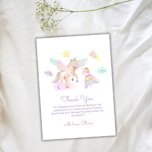 Carte De Remerciements Baby shower Unicorn Pastel Cute Princess