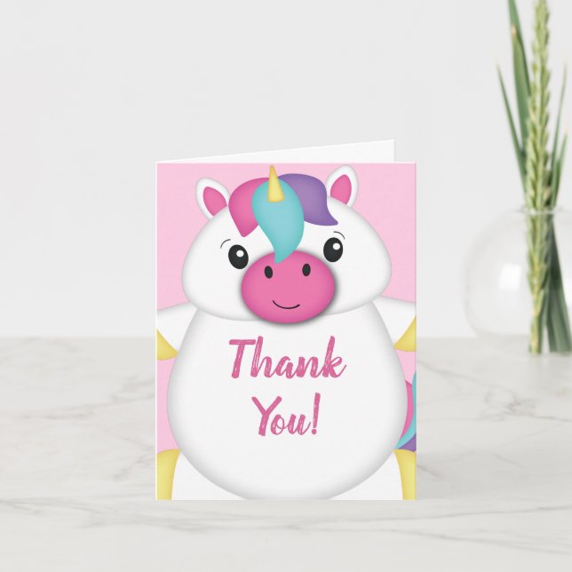 Carte De Remerciements Baby shower Unicorne rose (Devant)