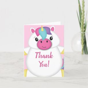 Carte De Remerciements Baby shower Unicorne rose