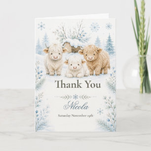 Carte De Remerciements Baby Shower Vache des Highlands