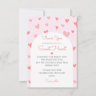 Carte De Remerciements Baby shower Valentine Sweetheart Pink Peach Hearts