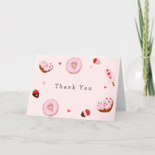 Carte De Remerciements Baby shower Valentines de Donuts Roses