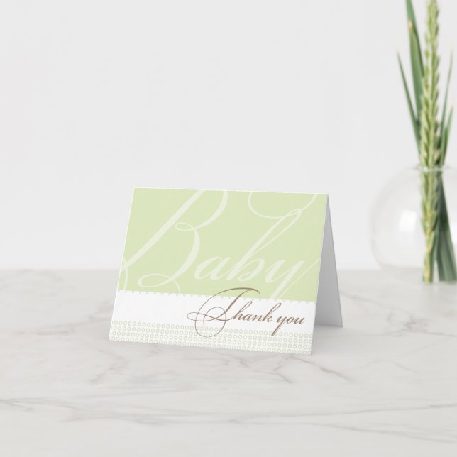 Carte de remerciements Baby shower vert (Devant)
