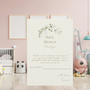 Carte De Remerciements Baby shower vert neutre crème
