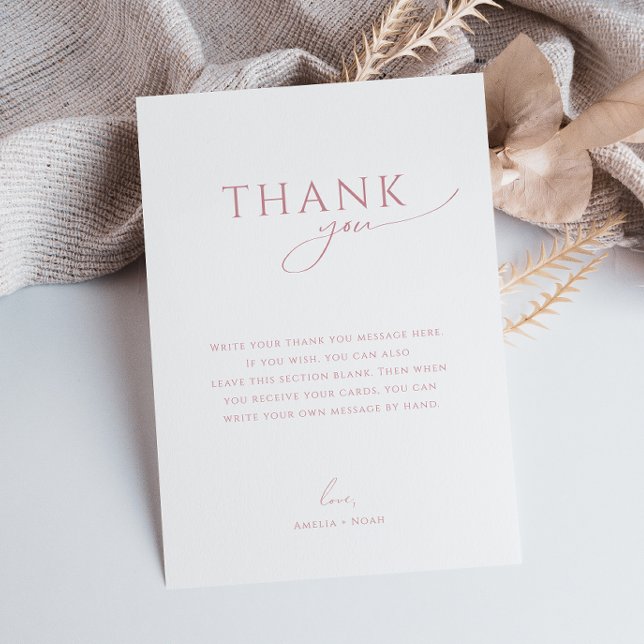 Carte De Remerciements Baby shower vertical plat Rose Dusty Whimsical (Créateur téléchargé)