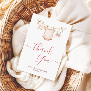Carte De Remerciements Baby Shower Vêtements Tendances calligraphie