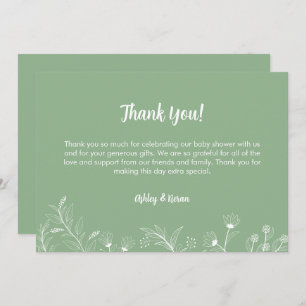 Carte De Remerciements Baby shower Vintage à la menthe verte