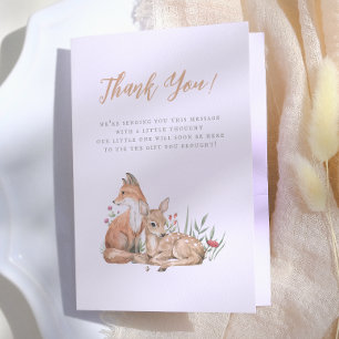 Carte De Remerciements Baby shower Vintage des animaux forestiers