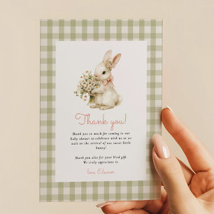 Carte De Remerciements Baby shower vintage En vichy Bunny
