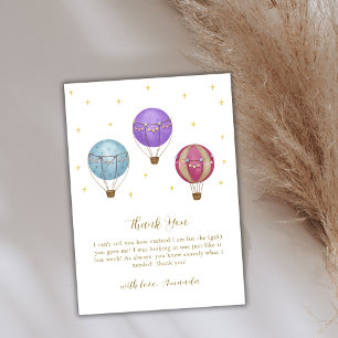 Carte De Remerciements Baby shower Vintage Gold Elegant Hot Air Balloon