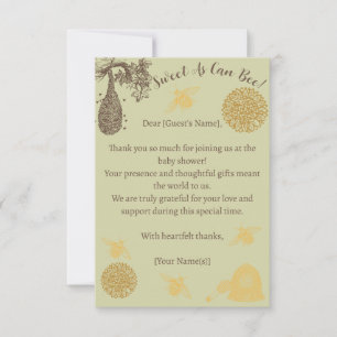 Carte De Remerciements Baby shower vintage Honey Bumblebee