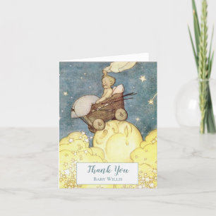 Carte De Remerciements Baby shower vintage Lune et étoiles