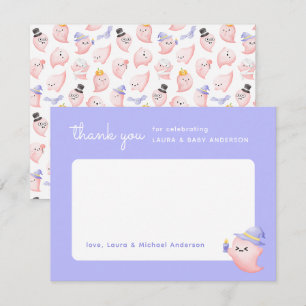 Carte De Remerciements Baby Shower Violet Halloween Rose Fantôme