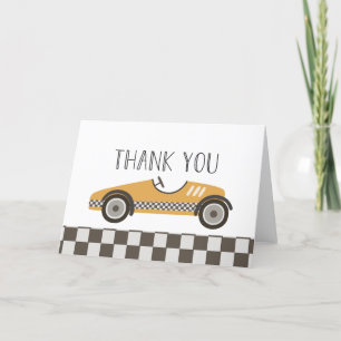 Carte De Remerciements Baby Shower Voiture de Course Jaune
