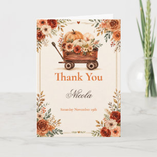 Carte De Remerciements Baby-Shower Wagon d'Automne