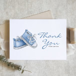 Carte De Remerciements Baby shower Watercolor Blue Baby Shoes<br><div class="desc">Merci à vos invités avec ce carte de remerciements de baby shower personnalisable. Il présente une aquarelle illustrant un adorable baby shower bleu. Personnalisez ce carte de remerciements de baby shower en ajoutant vos détails. Cette carte de remerciements d'aquarelle bleue est parfaite pour les baby showers It's a Boy.</div>