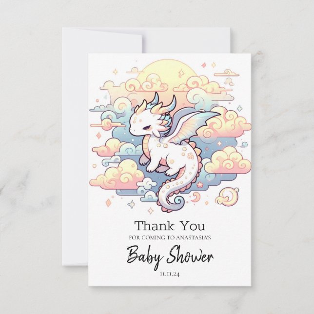 Carte De Remerciements Baby shower Whimsical Dragon (Devant)