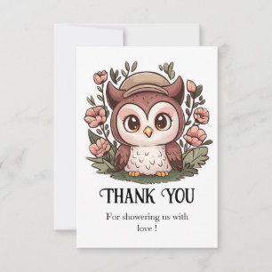 Carte De Remerciements Baby shower Whimsical Lovely Owl