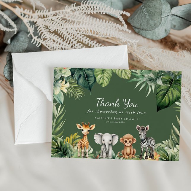 Carte De Remerciements Baby shower Wild One Jungle Safari Animaux (Créateur téléchargé)