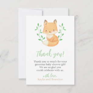 Carte De Remerciements Baby shower Woodland Fox
