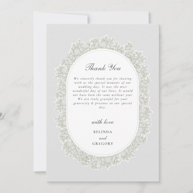 Carte De Remerciements Baby's Breath Monogram Gypsophila Floral Wedding (Devant)