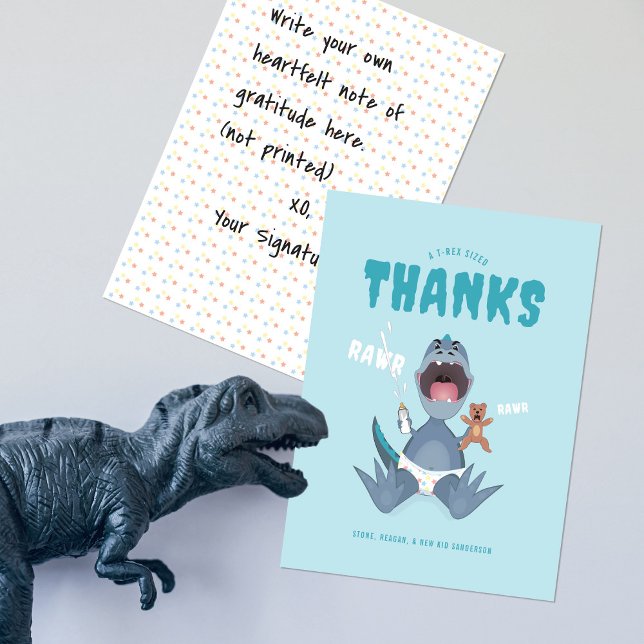 Carte De Remerciements Babysaurus T-rex Blue (Créateur téléchargé)