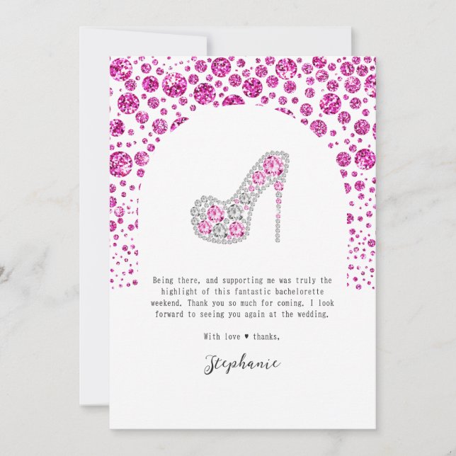 Carte De Remerciements Bach & Boujee Pink Diamond Glam Bachelorette (Devant)