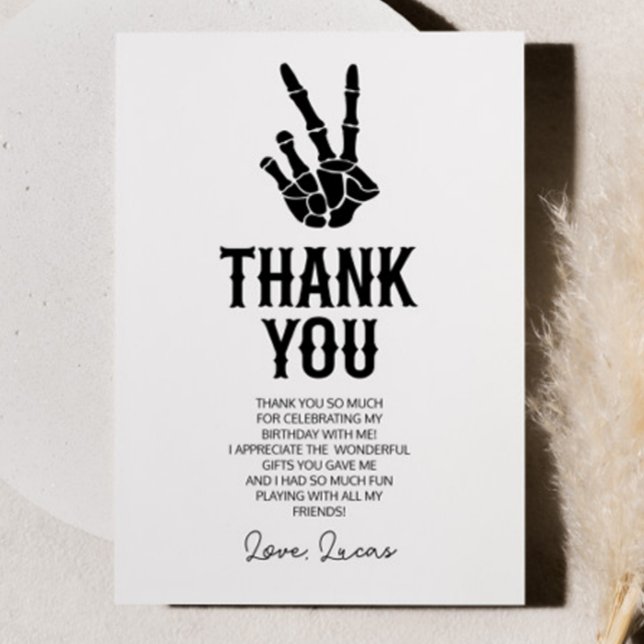 Carte De Remerciements Bad Two The Bone Skeleton 2e fête d'anniversaire (Créateur téléchargé)