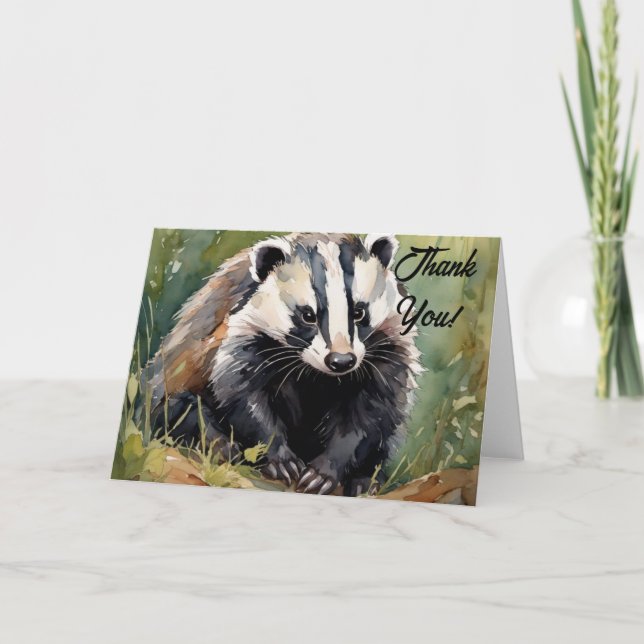 Carte De Remerciements Badger en milieu boisé (Devant)