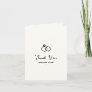Carte De Remerciements Bagues à main Doodle Mariage moderne