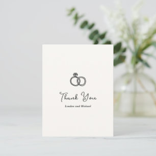 Carte De Remerciements Bagues à main Doodle Mariage moderne