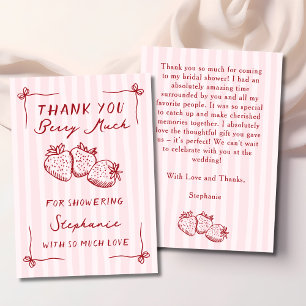 Carte De Remerciements Baie Amoureuse Rose Fraise Fête de Mariage Plat