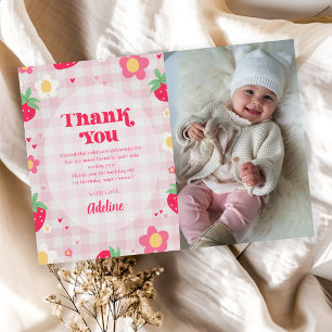 Carte De Remerciements Baie Premier Cute 1er Anniversaire Photo Fraise