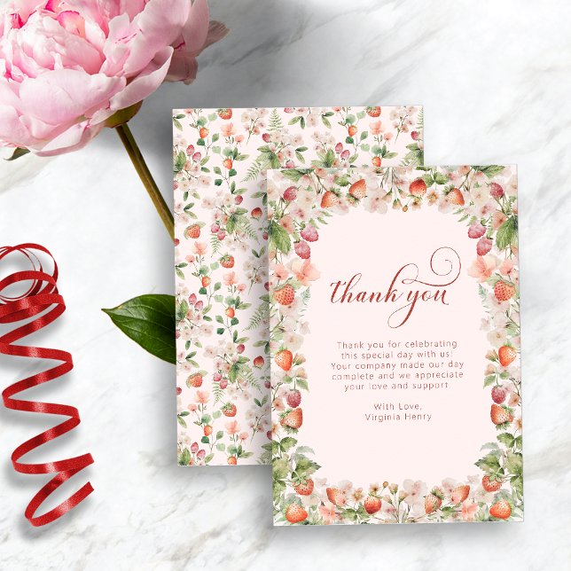 Carte De Remerciements Baie Rose D'abord (Pink Berry First Thank You Card
)