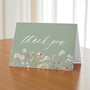 Carte De Remerciements Baigneuse de mariage champêtre aux fleurs sauvages