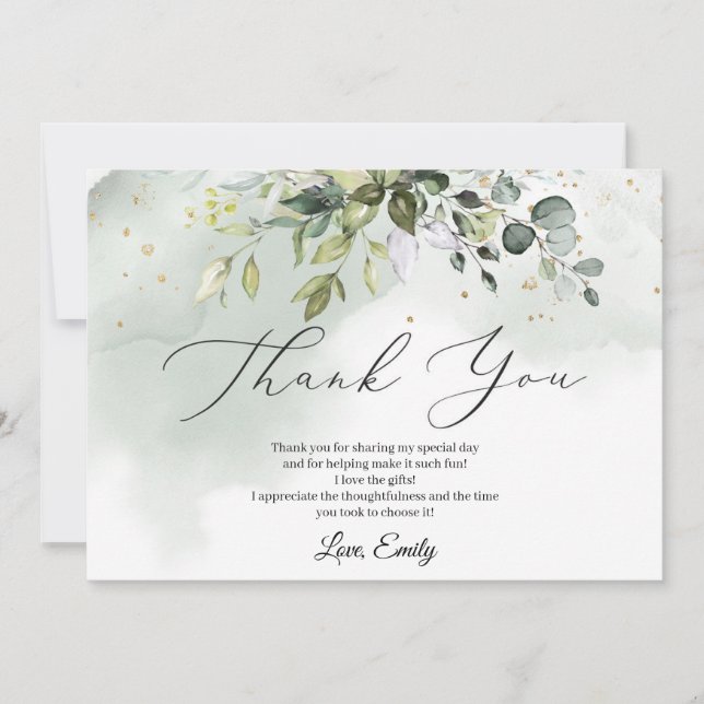 Carte De Remerciements Baigneuse de verdure de feuillage eucalyptus Baby  (Devant)